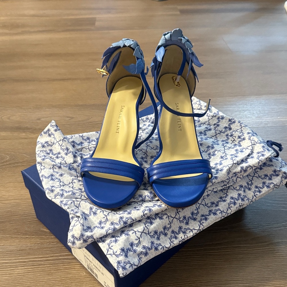 New Sarah Flint Perfect Sandal 85 in Cove Blue Nappa - Picture 3 of 10
